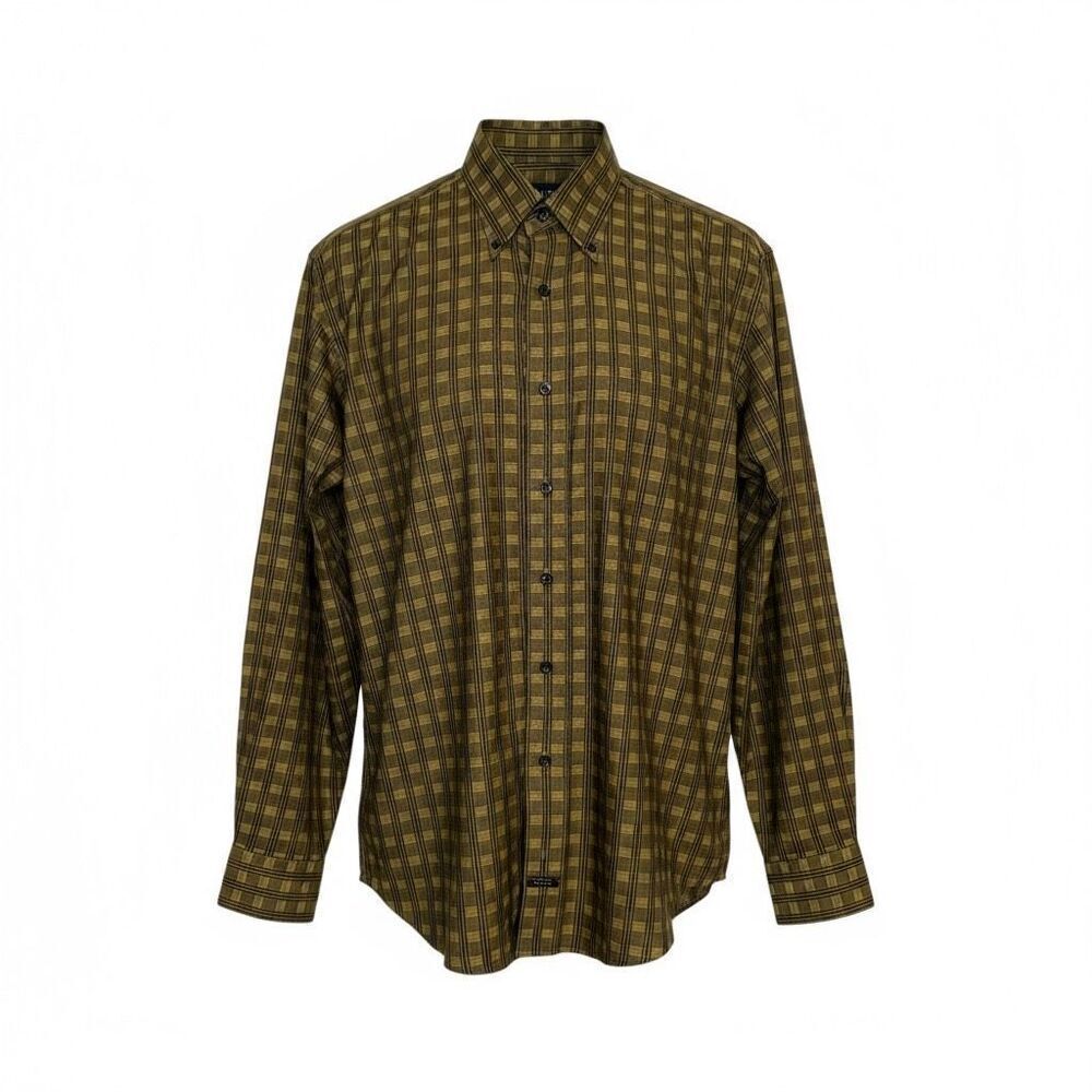 Robert Talbott Green Check Button Down Shirt Size M